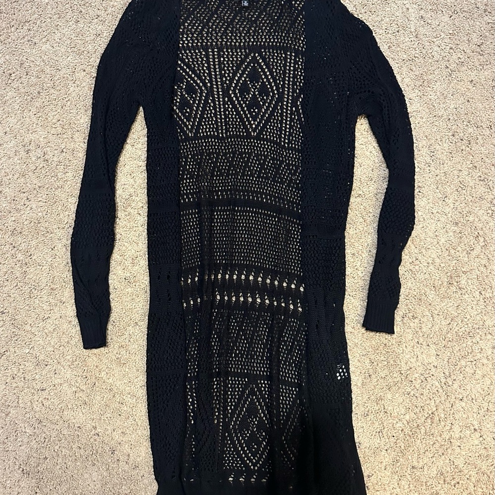 Ransom Black Open-Knit Cardigan